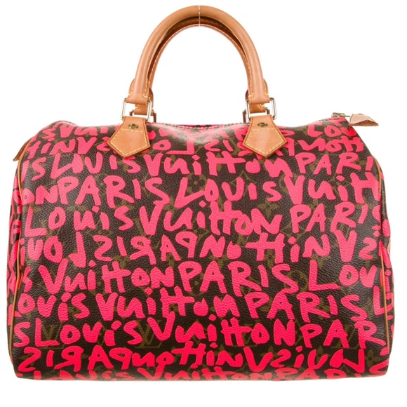 Louis Vuitton, Bags, Louis Vuitton Speedy 3 Pink Graffiti Bag Pristine